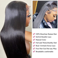 Perruque 100% Cheveux Humains Vierges Naturels Vietnamiens Lace Front Sans Colle Lisse Baguette 13x6 5x5 HD Frontal Transparente Abordable