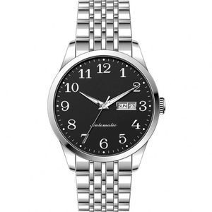 Montres mécaniques en or en gros, montre automatique à double date pour homme, montre-bracelet de luxe, bracelet en acier inoxydable, horloge lumineuse - Product Image 6