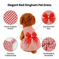 Robe pour chien artisanale en gingham rouge, motif classique, tenue de mariage pour chien, décoration exquise avec nœud en perles, vêtements chics pour chiot