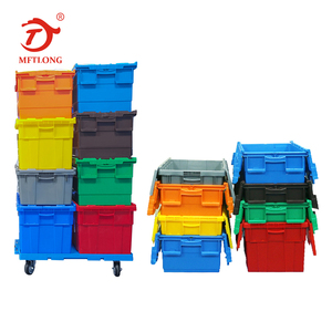 MFTLONG Tote Container Storage Stackable Crate Wholesale Crate Price Plastic Heavy Duty Plastic Box Solid Box Attached Lid Tote