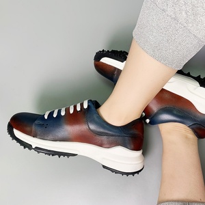 Zapatos Casuales de Piel Genuina de Primera Capa de Piel de Vaca para Hombre, con Cordones, Punta Redonda, Antideslizantes, con Suela de Golf para Aumentar la Altura, Deportivos, para Todas las Temporadas - Product Image 2