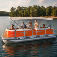 Bateau ponton en aluminium de 22 pieds, très bien coté, bateau de loisirs personnalisé avec un design de pont spacieux