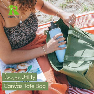 Tas <span class=keywords><strong>Tote</strong></span> kanvas, tas <span class=keywords><strong>Tote</strong></span> utilitas dengan 2 saku depan dan lengan Laptop, <span class=keywords><strong>tote</strong></span> harian tugas berat - Product Image 5