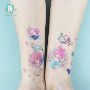 Nuovo disegno della sirena del tatuaggio temporaneo impermeabile del disegno della principessa della ragazza del pesce del fumetto piccolo adesivo del tatuaggio per le ragazze dei bambini - Product Image 6