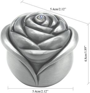 2026 <strong>Ceramic</strong> Gift Boxes Rose Flower Style Antique Women Trinket <strong>Jewelry</strong> Gift <strong>Box</strong> Necklace Earrings Ring Storage Case, Sliver, Small - Product Image 2