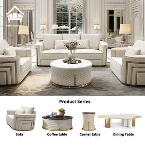 Populares Sofás <span class=keywords><strong>de</strong></span> Lujo para Sala <span class=keywords><strong>de</strong></span> Estar, Juego <span class=keywords><strong>de</strong></span> Muebles Seccionales Modulares <span class=keywords><strong>de</strong></span> Cuero Blanco Cómodos, 1+2+3 Asientos - Product Image 1