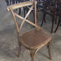 Chaise de salle à manger E-40 en bois massif avec dossier croisé, design moderne et antique, assise tressée, pour hôtel, restaurant, café