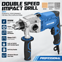 Perceuse à percussion double vitesse 1050W avec mandrin à clé 13mm pour le bois, le métal et le béton