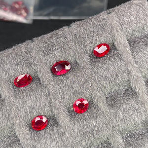 Anillo de Rubí Sintético 5A Starsgem, Rubí Pulido Color Sangre de Pichón, Gema Suelta Redonda Ovalada, Rubí Cultivado en Laboratorio - Product Image 3