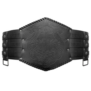 Cinturón <span class=keywords><strong>de</strong></span> vikingos ancho <span class=keywords><strong>de</strong></span> cuero PU traje Medieval armadura Kit accesorio cinturón pesado Halloween en relieve pretina para adultos - Product Image 1