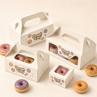 Boîte à gâteau personnalisée en matériaux recyclés avec poignée, impression de logo en feuille d'or pour bonbons, chocolats, biscuits, desserts, emballage cadeau
