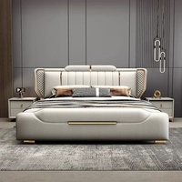 Meistverkauftes Modernes Weiches Doppelbett Kunstleder-Polsterung Kiefernholzrahmen King/Queen Size Metallbetten Schlafzimmermöbel Großhandel