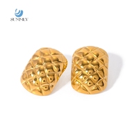 Anting-anting tusuk bertekstur motif nangka vintage SUMMLY, berlapis emas 18K, baja tahan karat, perhiasan modis