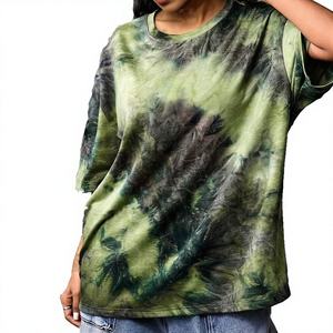Women's Short Sleeve Knitted Tie Dye T-Shirts-Customized Color & Logo Oversize Fashion Style All-Season Eco-Friendly Breathable - Product Image 1