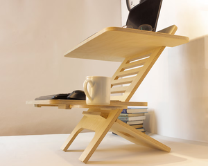 Verstellbarer Holz-Laptopständer Stehpult-Aufsatz Arbeitsplatz-Tischständer - Tischplatte aus Birkenholz-Sperrholz - Product Image 2