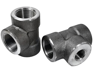 Raccord en T fileté ASME B16.11 ASTM A105 CL3000 haute pression, surface lisse forgée, filetage NPT, DN100 NPS 4 pouces - Product Image 3