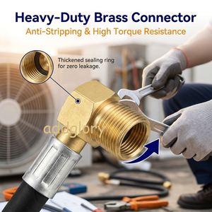Tuyau flexible haute pression en acier inoxydable et métal de type L <span class=keywords><strong>3</strong></span>/<span class=keywords><strong>8</strong></span>" R410a pour utilisation avec les réfrigérants dans les unités de climatisation et de condensation - Product Image 2