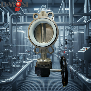 วาล์วผีเสื้อแบบเทอร์ไบน์ รุ่น D371FP ทำจากยาง PTFE ทนกรดและป้องกันการกัดกร่อน สำหรับสื่อที่มีฤทธิ์กัดกร่อน  แบบแมนนวล  ชนิดเวเฟอร์ - Product Image 3