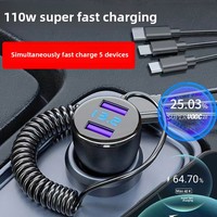 Nouveau chargeur allume-cigare OLIVER Fit pour voiture, double USB, câble un-vers-trois, charge rapide QC30, charge flash 65W, multifonctionnel