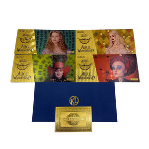 Billet magique plaqué or 24 carats pour films fantastiques américains, Billet <span class=keywords><strong>de</strong></span> banque plaqué or Alice au pays des merveilles, Cadeau <span class=keywords><strong>de</strong></span> Noël - Product Image 6