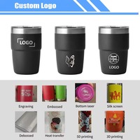 Vaso de Café Espresso Apilable de Acero Inoxidable de 8 oz, Tapa Magnética, Termo de Doble Pared para Alimentos, Botella de Agua, Vaso Apilable de 8 oz
