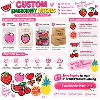 Groothandel Schattige Fruit Snoep Geborduurde Patch Aardbei Watermeloen Kers Lollipop IJslolly Strijk-op Naai Borduurpatch