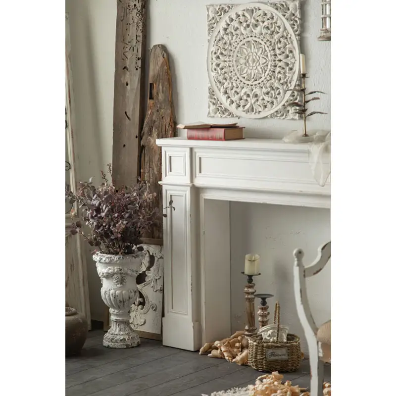 Vintage Shabby Chic Antique White Home Wedding Decorative Freestanding Mantels Wooden Fireplace