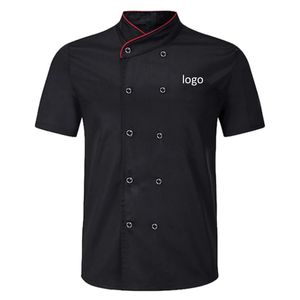 Giacca <span class=keywords><strong>da</strong></span> <span class=keywords><strong>donna</strong></span> con logo personalizzato all'ingrosso <span class=keywords><strong>da</strong></span> uomo Unisex <span class=keywords><strong>da</strong></span> cucina a manica corta a doppietto ristorante Cafe Cooking uniforme <span class=keywords><strong>da</strong></span> Chef - Product Image 1