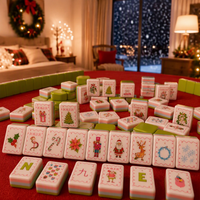 Tuiles de Mahjong de Noël, Tuiles de Mahjong Américaines de Noël, Tuiles de Mahjong Américaines Nacrées, Palm Royale Vert Rose, Ensemble de Tuiles de Mahjong Personnalisées