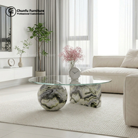 Table basse moderne et durable de style nordique, avec base unique en marbre, table de salon haut de gamme en pierre naturelle pour maison et villa