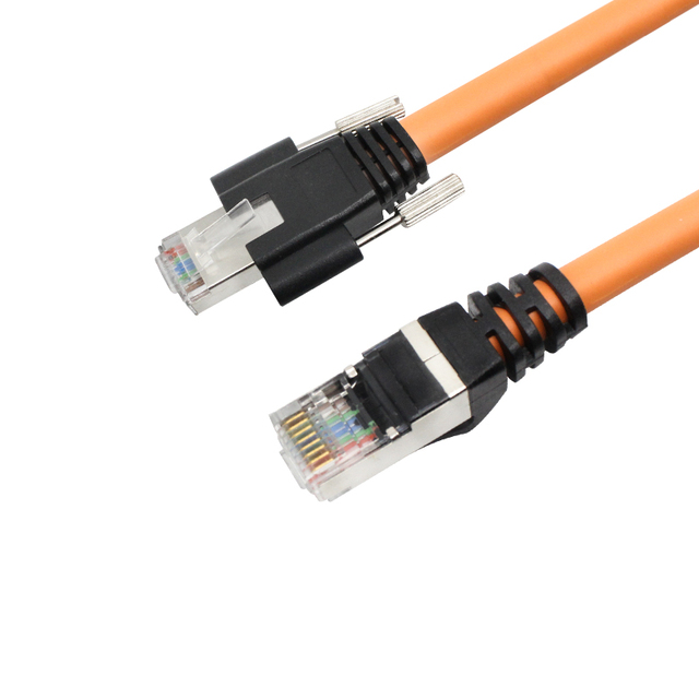 Cat6 Industrial 4Pair 24AWG Network Cable Screw Lock Horizontal Machine Vision Gige Ethernet Cable Stranded Conductor PE
