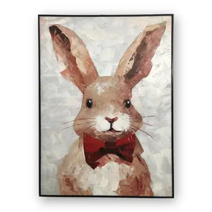 도매 가정 장식 유명한 현대 순수 수동 그림 입체 칼 OEM 아름다운 동물 토끼 선물 벽