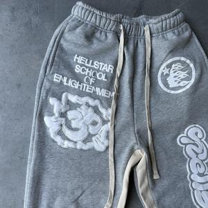 <span class=keywords><strong>Pantalon</strong></span> <span class=keywords><strong>de</strong></span> <span class=keywords><strong>jogging</strong></span> <span class=keywords><strong>blanc</strong></span> et gris personnalisé pour hommes 100% coton éponge tenue High Street Flare <span class=keywords><strong>pantalon</strong></span> à jambes larges pantalons <span class=keywords><strong>de</strong></span> survêtement à impression bouffante - Product Image 4