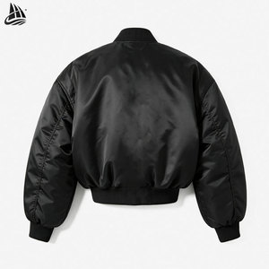 Giacca Bomber Oversize Personalizzata in Stile Streetwear, Cappotto da Volo MA-1 in Nylon Nero per Uomo, Produzione OEM all'Ingrosso - Product Image 2
