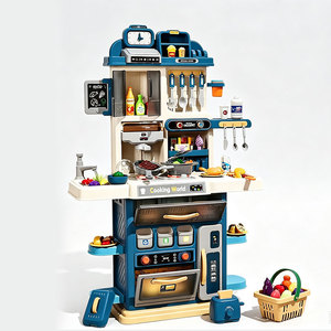 Ensemble de cuisine pour enfants, 105 pièces, jouet de simulation de cuisine double face avec vapeur, eau courante, son et lumière pour les tout-petits - Product Image 1