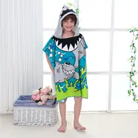 Güzelleşmek yeni tasarım toptan köpekbalığı fil plaj banyo havluları Polyester çabuk kuruyan çocuk kapşonlu havlu çocuk panço