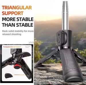 Ultra Compact Foldable Selfie Stick Instant Spring-Open <b>Tripod</b> Phone Stand LED Light for Desktop Portable Live Streaming Photo - Product Image 4