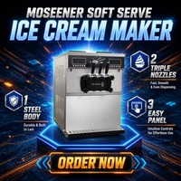 Moseener Commerciële RVS Energy Star Gecertificeerde Soft Serve IJsmachine met Fruit & Melk Opties
