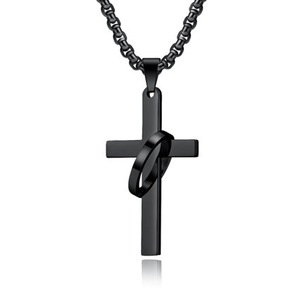 Nuova Collana Trendy con Ciondolo a Croce Unisex, Catena a Maglie in Acciaio Inossidabile, Collana da Uomo con Croce - Product Image 2