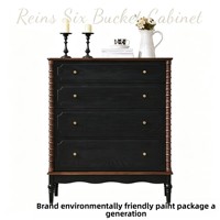 Meuble de rangement multifonctionnel en bois massif de style rétro français à quatre tiroirs pour salon, petit appartement, côté canapé