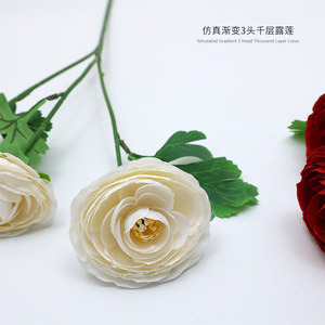 Fleurs artificielles de lotus superposées à 3 têtes, blanches, 100cm-200cm, pour décoration de mariage, bouquet, Xinchengzhi - Product Image 3