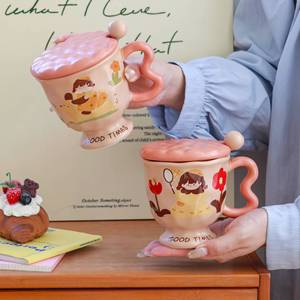 แก้วเซรามิคพร้อมฝาและช้อนลายการ์ตูนสำหรับใช้ที่บ้าน ที่ทำงาน หรือใช้สำหรับมื้อเช้า ลาย Good Times แก้วเดี่ยว รุ่น October Something - Product Image 5