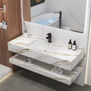 Khách sạn mới được thiết kế treo tường bằng đá cẩm thạch-Đá phòng tắm Vanity, chậu rửa bằng sứ với Tủ gương - Product Image 5