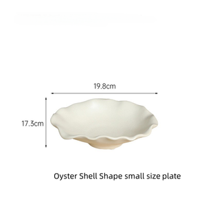 <span class=keywords><strong>Assiette</strong></span> en céramique blanche en forme de coquille d'huître, fabriquée à la main, jetable, pour les fêtes, les restaurants, les plats de fruits de mer, les salades, les sashimis - Product Image 5
