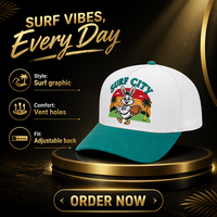 Casquette de baseball bicolore blanc et turquoise respirante, perforée au laser, 5 panneaux, pour sports de plein air et golf, avec logo graphique personnalisé