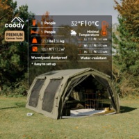 Tente gonflable Coody 17.2 Familia Pro Air - Vert armée, tissu en coton imperméable, tente de camping de luxe grande et pliable, directement de l'usine