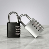 Cadenas à combinaison en aluminium léger avec roulement à billes, étanche IP65, corps carré, verrouillage à code réinitialisable à 3 ou 4 chiffres