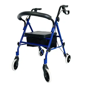 Alat bantu jalan aluminium 4 roda, mesin perangkat bantu Jalan & Rollator untuk orang tua cacat