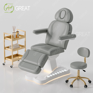 Juego de mesa y silla de masaje con luces LED de control de pie de 4 motores de lujo moderno cama de salón de belleza facial ajustable eléctrica - Product Image 2