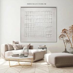 Peinture murale abstraite Wabi Sabi sur toile, 100% faite à la main, texture 3D en plâtre, pour salle à manger, surdimensionnée et encadrée - Product Image 2